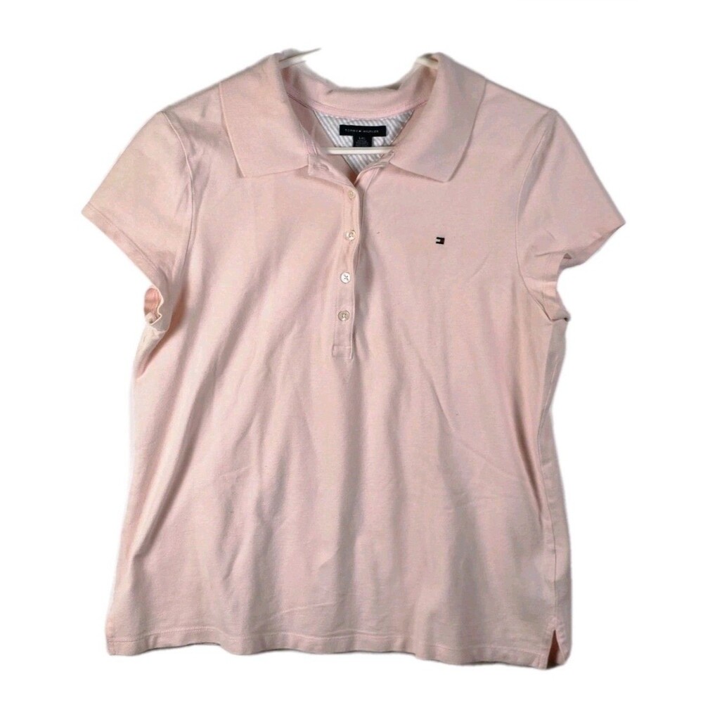 Tommy Hilfiger Women’s Large Pink Short Sleeve Stretch Polo Shirt